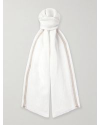 Loro Piana - Zamami Embroidered Herringbone Linen Scarf - Lyst