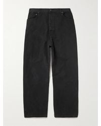 Balenciaga - Pantaloni a gamba larga a pannelli in denim effetto invecchiato e pile di cotone Hybrid - Lyst