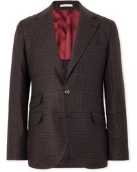Brunello Cucinelli - Prince Of Wales Checked Cashmere, Wool And Silk-Blend Suit Jacket - Lyst
