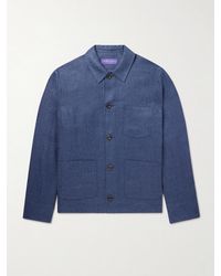 Ralph Lauren Purple Label - Overshirt in misto lino e seta a spina di pesce Burnham - Lyst