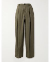 Monitaly - Ekusy Wide-leg Cropped Pleated Cotton Trousers - Lyst