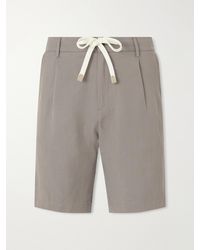 Eleventy - Wide-leg Lyocell And Linen-blend Twill Shorts - Lyst