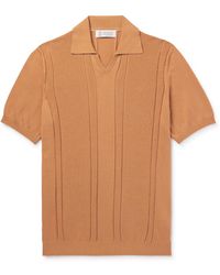 Brunello Cucinelli - Honeycomb-knit Cotton Polo Shirt - Lyst