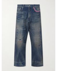 Neighborhood - Savage Wide-Leg Bead-Embellished Distressed Jeans - Lyst