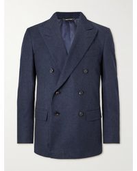 Loro Piana - Double-Breasted Wool, Cotton And Cashmere-Blend Twill Suit Jacket - Lyst