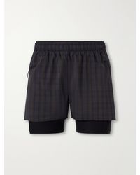 Literary Sport - Myles Layered Checked Shell And Stretch-Jersey Running Shorts - Lyst