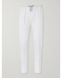 Fedeli - Bonifacio Straight-Leg Linen Drawstring Trousers - Lyst