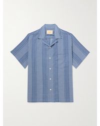 Portuguese Flannel - Pacific Convertible-Collar Striped Cotton-Jacquard Shirt - Lyst