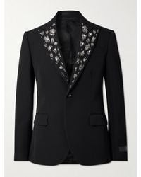 Versace - Crystal And Bead-Embellished Grain De Poudre Wool Suit Jacket - Lyst