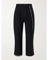 Kartik Research - Straight-leg Pleated Embroidered Wool Trousers - Lyst