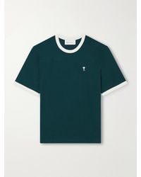 Ami Paris - Logo-Embroidered Cotton-Jersey T-Shirt - Lyst