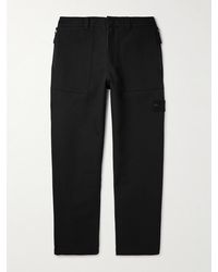 Stone Island - Ghost Straight-leg Cropped Cotton And Wool-blend Trousers - Lyst