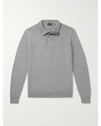 ZEGNA - Oasi Nubuck-Trimmed Cashmere Half-Zip Sweater - Lyst