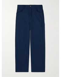 Loewe - Carpenter Straight-Leg Leather-Trimmed Cotton-Twill Trousers - Lyst