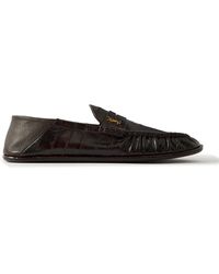 Saint Laurent - Le Loafer Logo-Embellished Collapsible-Heel Leather Penny Loafers - Lyst