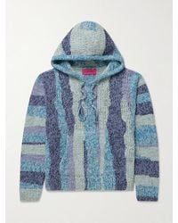 The Elder Statesman - Tasselled Striped Crocheted Organic Cotton Hoodie - Lyst