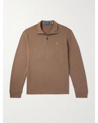 Polo Ralph Lauren - Logo-Embroidered Cotton-Jersey Half-Zip Sweatshirt - Lyst
