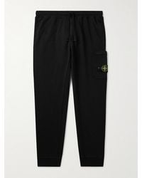 Stone Island - Tapered Logo-appliquéd Organic Cotton-jersey Sweatpants - Lyst