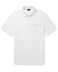 ZEGNA - Nubuck-trimmed Cotton-piqué Polo Shirt - Lyst