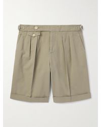 Brunello Cucinelli - Straight-leg Pleated Garment-dyed Cotton-twill Shorts - Lyst