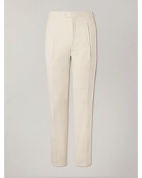Saman Amel - Straight-leg Pleated Cotton-blend Twill Trousers - Lyst