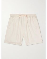 Umit Benan Wide-leg Silk-satin Drawstring Shorts - Natural