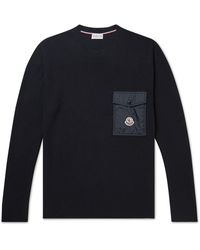 Moncler - Logo-appliquéd Shell-trimmed Cotton Sweater - Lyst