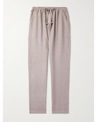 Fedeli - Straight-leg Linen Drawstring Trousers - Lyst