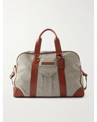 Brunello Cucinelli - Leather-trimmed Flannel Weekend Bag - Lyst