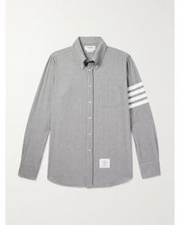 Thom Browne - Button-Down Collar Striped Cotton-Chambray Shirt - Lyst