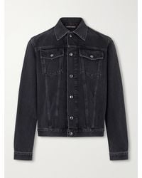 Canali - Leather-Trimmed Denim Jacket - Lyst