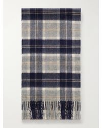 Johnstons of Elgin - Fringed Checked Cashmere Scarf - Lyst