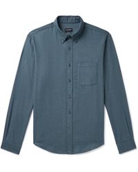 Club Monaco - Slim-fit Button-down Collar Puppytooth Cotton-flannel Shirt - Lyst