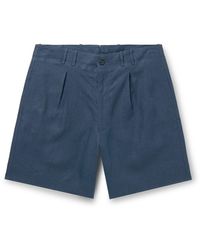 STÒFFA - Wide-leg Pleated Linen Shorts - Lyst