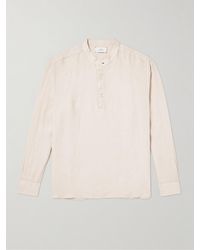 MR P. - Mandarin-collar Garment-dyed Half-placket Linen Shirt - Lyst