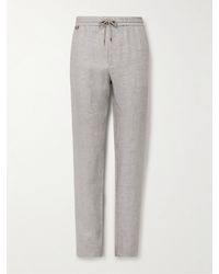 Agnona - Straight-leg Linen-twill Drawstring Suit Trousers - Lyst