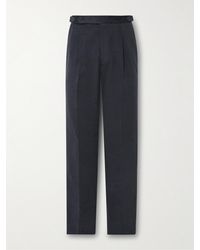 STÒFFA - Tapered Pleated Cotton-canvas Trousers - Lyst