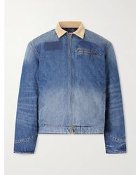CHERRY LA - Sun Faded Corduroy-Trimmed Denim Jacket - Lyst