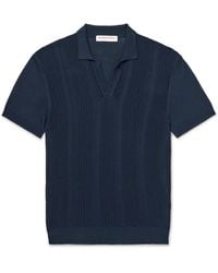Orlebar Brown - Horton Slim-fit Ribbed Mulberry Silk And Organic Cotton-blend Polo Shirt - Lyst