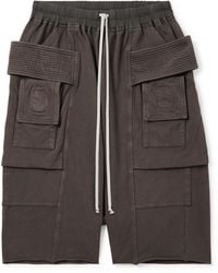 Rick Owens - Creatch Straight-Leg Brushed Cotton-Jersey Drawstring Cargo Shorts - Lyst