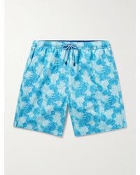 Peter Millar - Linework Straight-leg Mid-length Printed Swim Shorts - Lyst