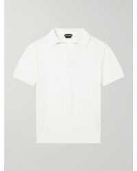Tom Ford - Open-knit Sea Island Cotton And Silk-blend Polo Shirt - Lyst