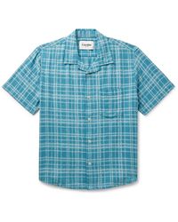 Corridor NYC - Camp-collar Checked Cotton And Linen-blend Shirt - Lyst