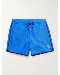 Moncler - Shorts da mare medi a gamba dritta con logo applicato - Lyst