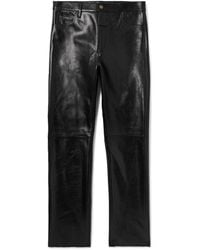 Fear Of God - Logo-Appliquéd Straight-Leg Full-Grain Leather Trousers - Lyst