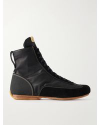 Visvim - Mc Driver Suede-Trimmed Leather Lace-Up Boots - Lyst