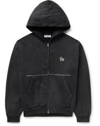 CHERRY LA - Logo-appliquéd Garment-dyed Cotton-jersey Zip-up Hoodie - Lyst