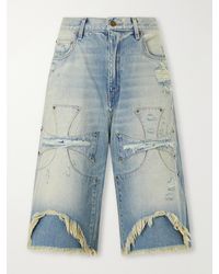 SEKRIT - Chopper Distressed Denim Shorts - Lyst