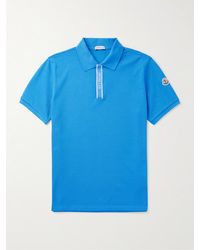 Moncler - Logo-appliquéd Grosgrain-trimmed Cotton-piqué Polo Shirt - Lyst