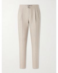 De Petrillo - Straight-leg Pleated Linen Suit Trousers - Lyst